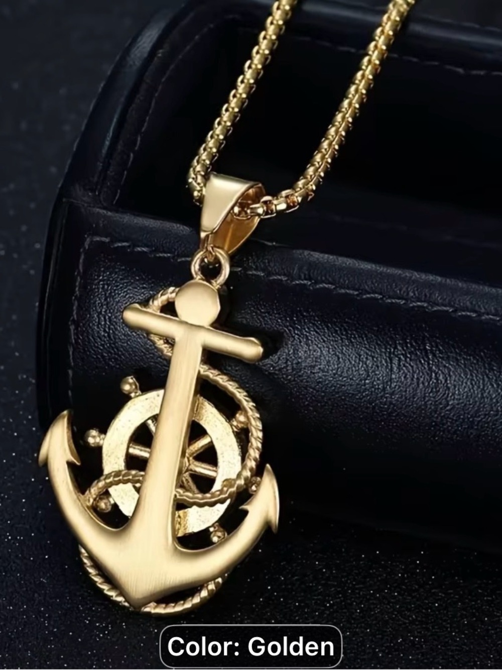 Golden Anchor Pendant Necklace for Men - Nautical Chain